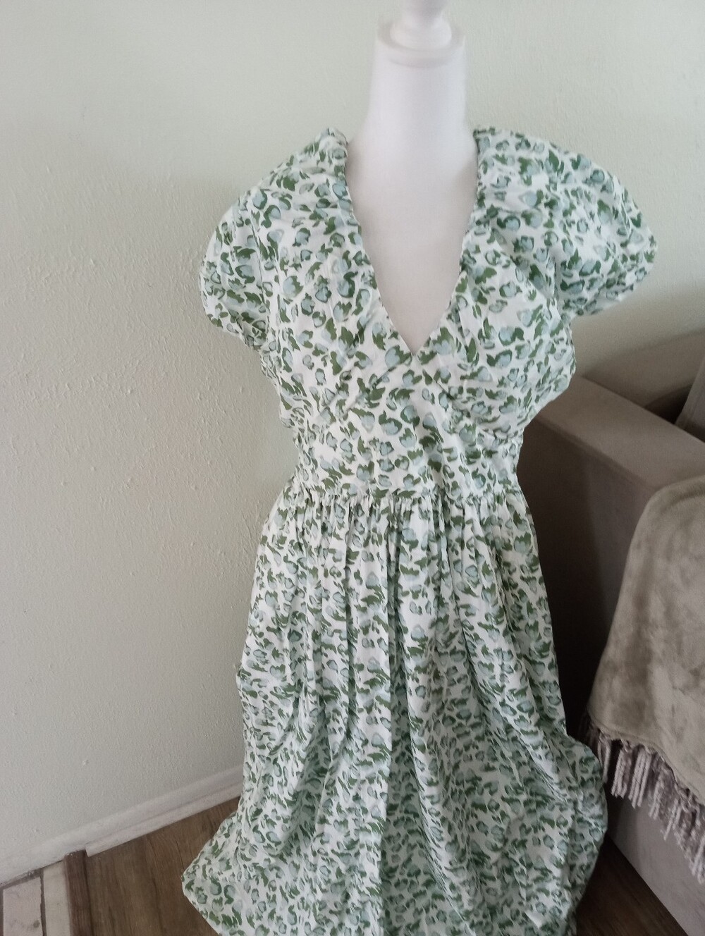 SOCIETY SOCIAL X CROWN & IVY Cotton Puff Sleeve Full Flare Maxi Dress | 14 - Picture 6 of 12